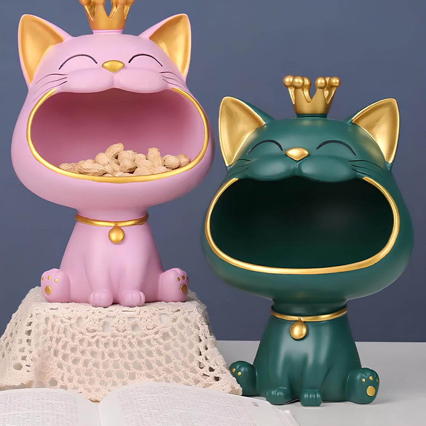 Big Mouth Cat Key Holder Decorative Tray For Entryway NALANI