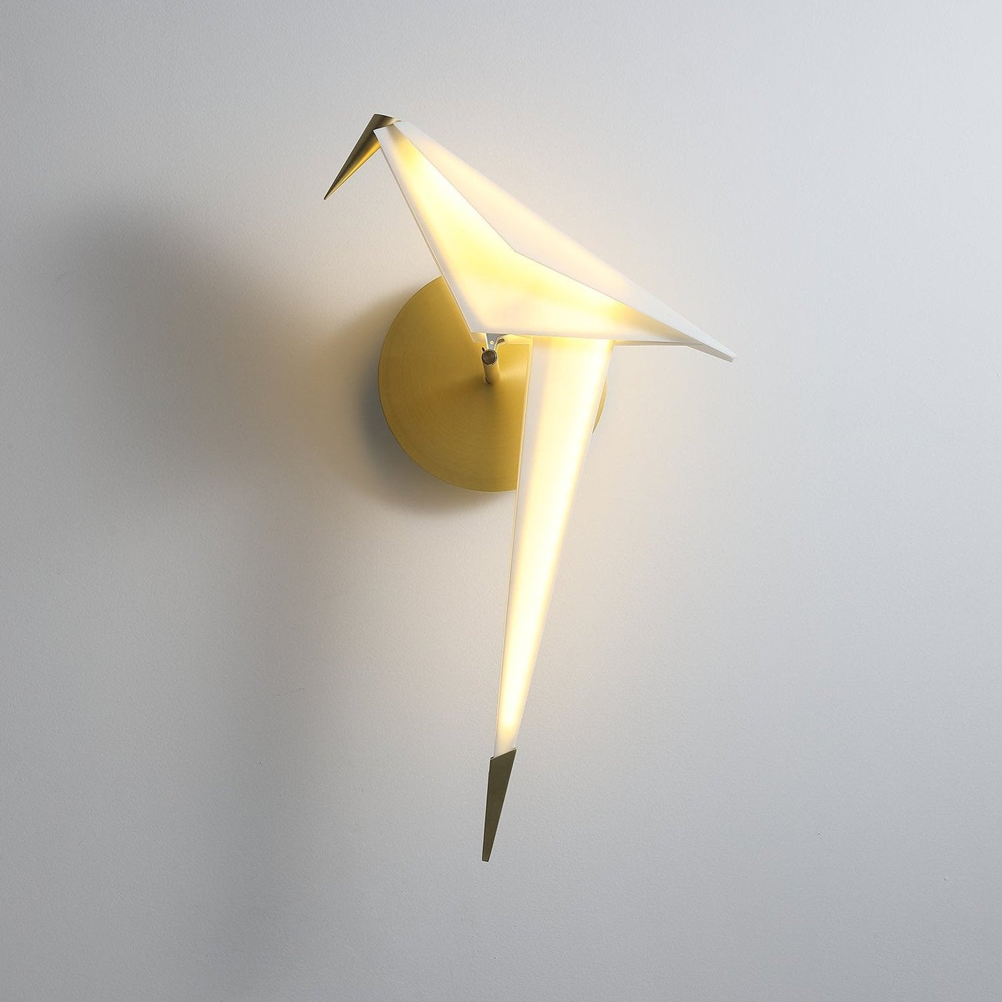 Bird Design Wall Lamp With Touch Swing For Ambient Lighting L 13.8″ x W 6.5″ x H 21.7″ Warm Light Gold & White NALANI