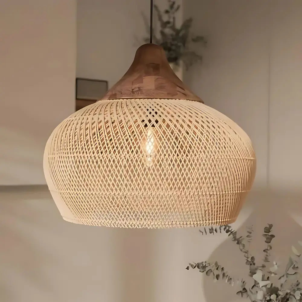 Boho Wicker Hanging Lamp for Cozy Home Decor NaLani