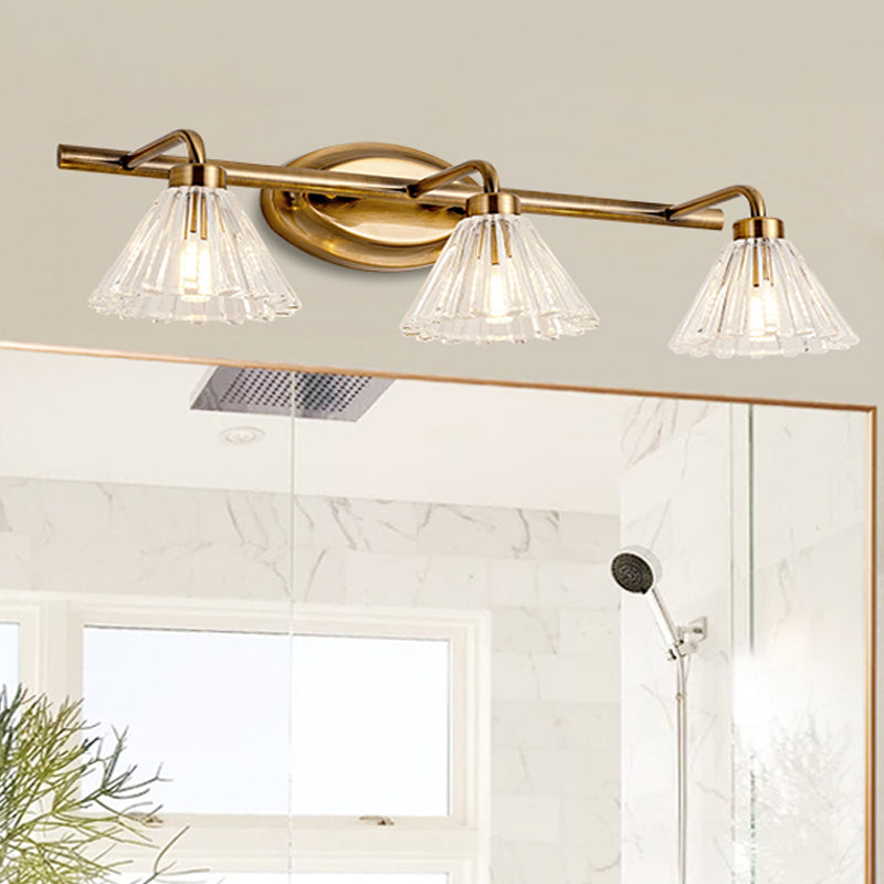 Brass Cone LED Vanity Light 1 2 3 Bulb Wall Sconce Bath 3.0 Brass NALANI