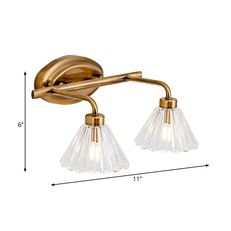 Brass Cone LED Vanity Light 1 2 3 Bulb Wall Sconce Bath NALANI