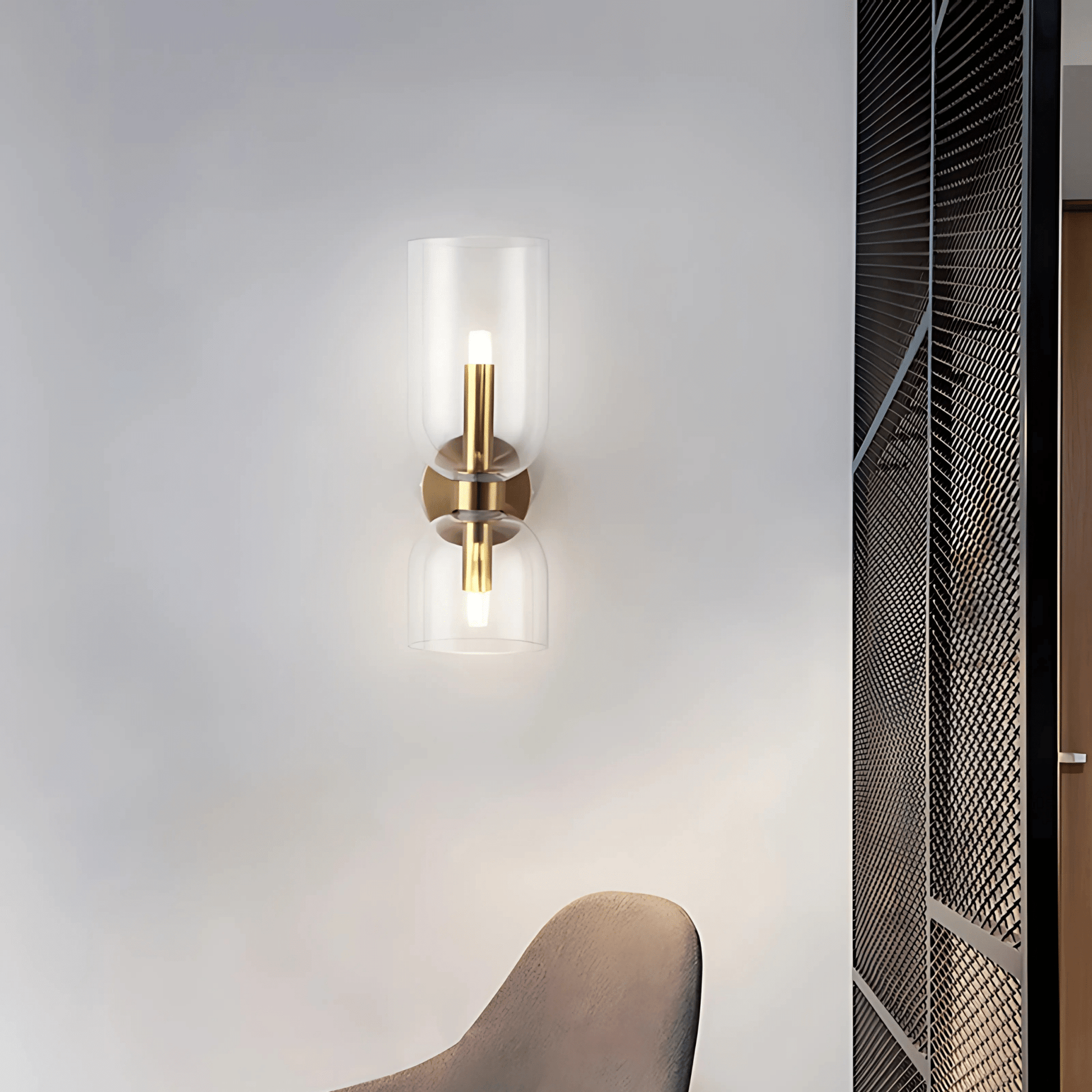 Brass Wall Light Glass Shade E14 Socket 3000K Modern NALANI