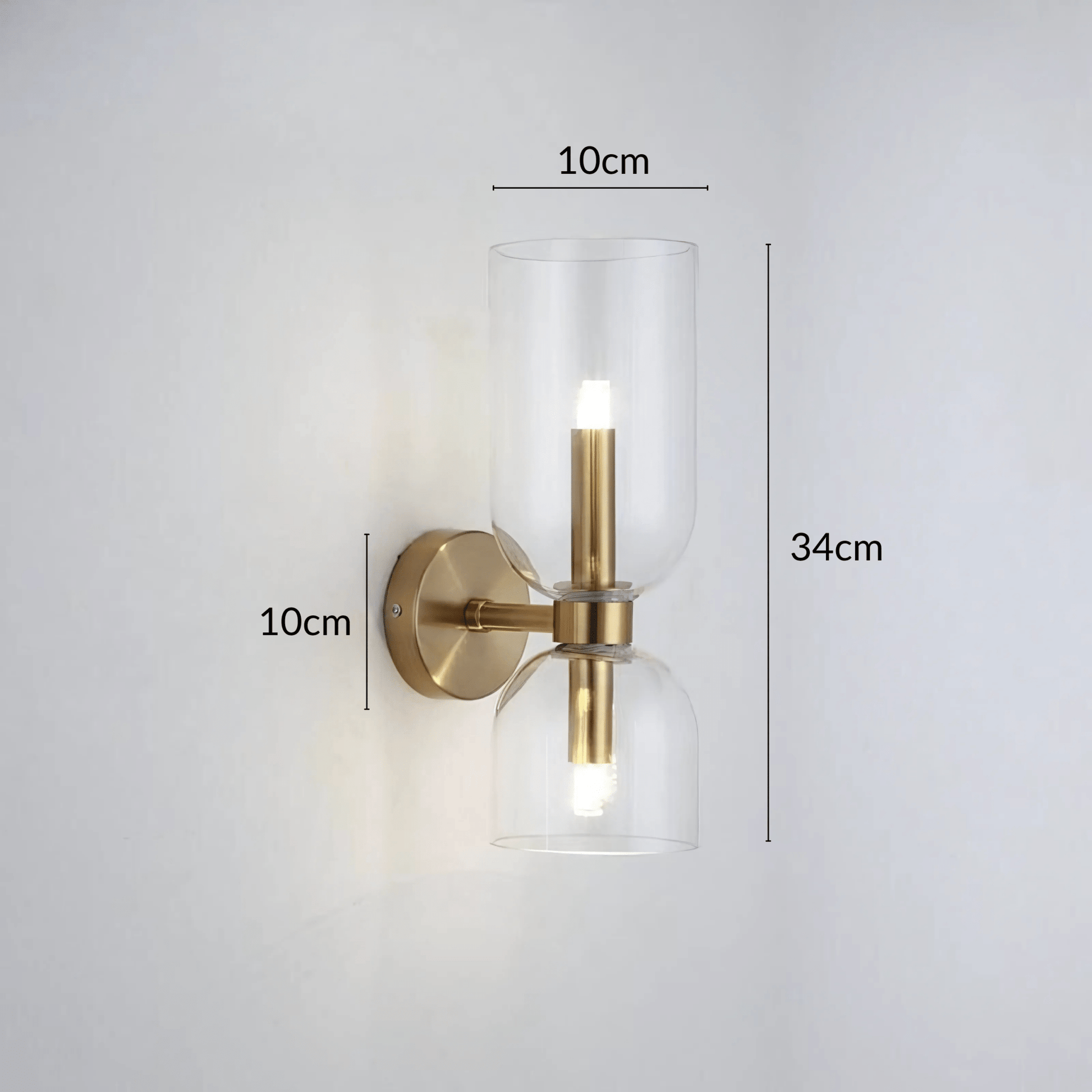 Brass Wall Light Glass Shade E14 Socket 3000K Modern Clear NALANI