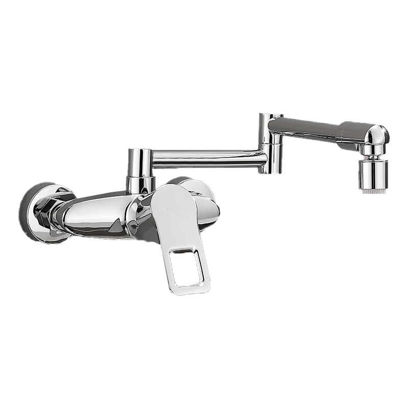 Brass Wall Mounted Pot Filler Faucet With Single Lever Silver Right Handle Dual-mode Water Outlet NALANI