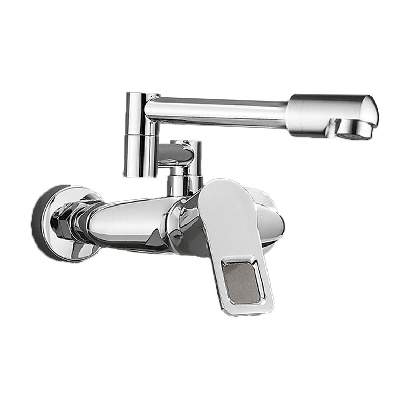 Brass Wall Mounted Pot Filler Faucet With Single Lever Silver Right Handle Single-mode Water Outlet NALANI