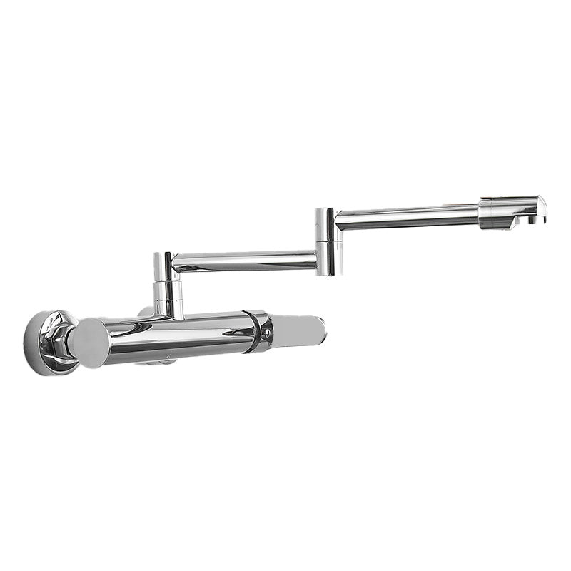 Brass Wall Mounted Pot Filler Faucet With Single Lever Silver Side Handles Single-mode Water Outlet NALANI