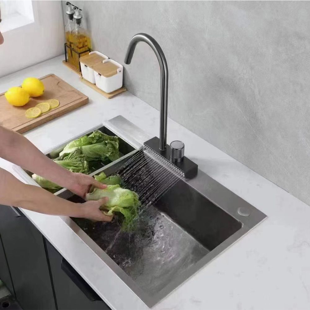 Brushed Nickel Kitchen Faucet With Swivel Spout Deck Mounted NALANI