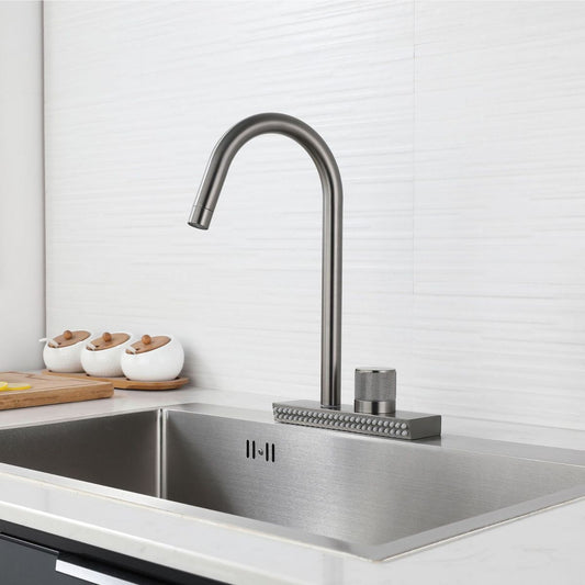 Brushed Nickel Kitchen Faucet With Swivel Spout Deck Mounted NALANI