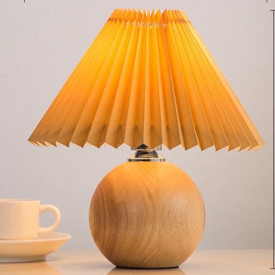 Ceramic Night Lamp with Textile Shade and Modern Design 24 x 27 x 12 cm Wood Brown NALANI