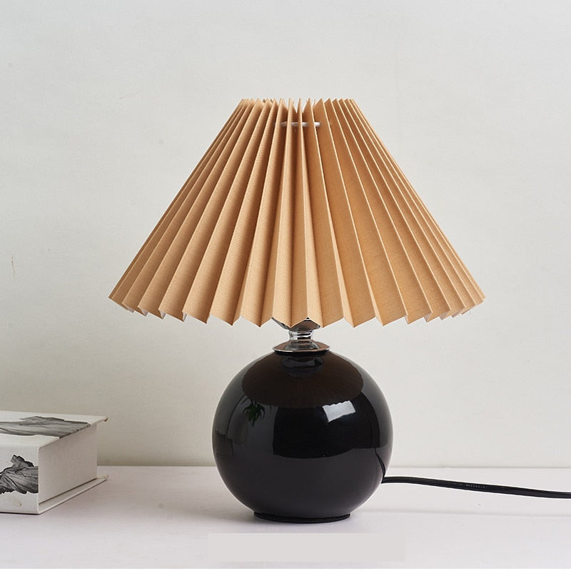 Ceramic Night Lamp with Textile Shade and Modern Design 24 x 27 x 12 cm Black Brown NALANI