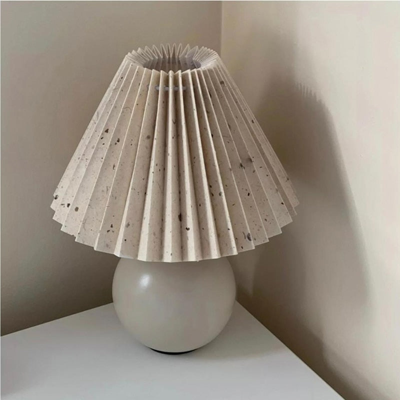 Ceramic Night Lamp with Textile Shade and Modern Design 24 x 27 x 12 cm Creme NALANI