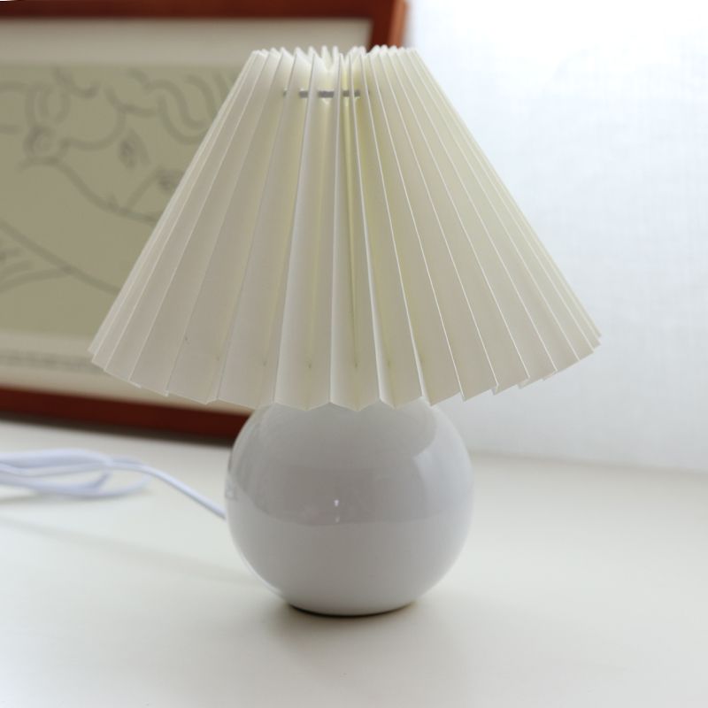 Ceramic Night Lamp with Textile Shade and Modern Design 24 x 27 x 12 cm White NALANI