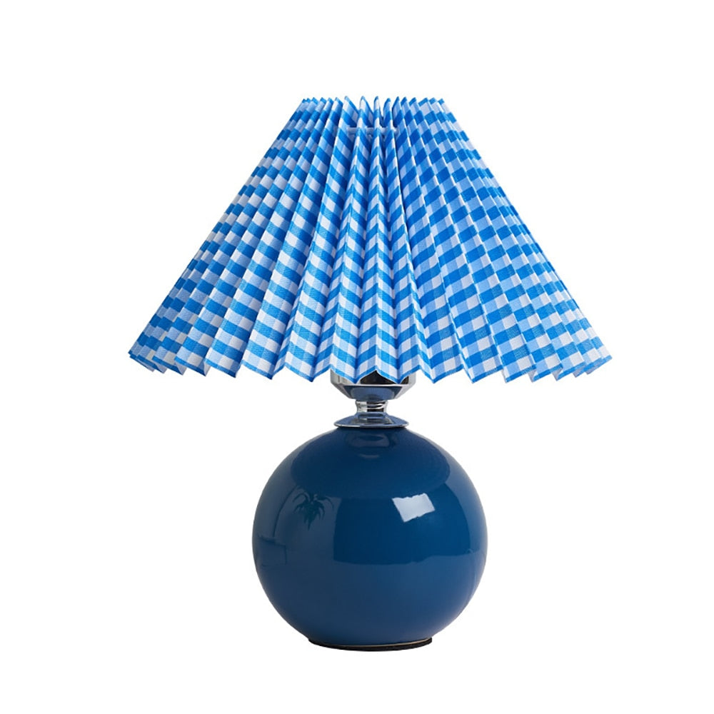 Ceramic Night Lamp with Textile Shade and Modern Design 24 x 27 x 12 cm Blue NALANI