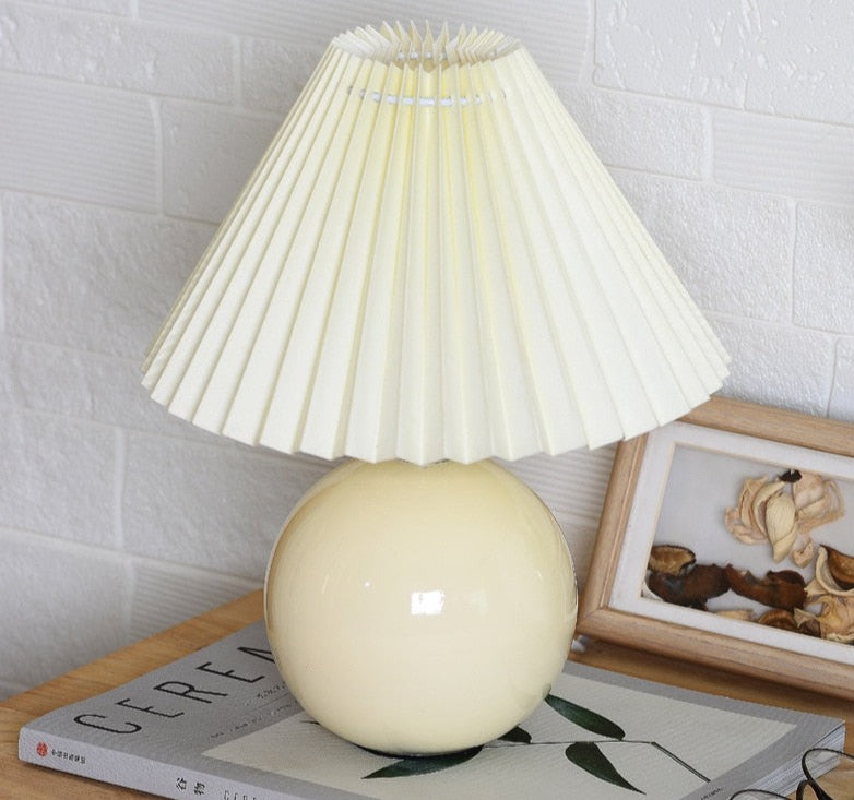 Ceramic Night Lamp with Textile Shade and Modern Design 24 x 27 x 12 cm Creme Beige NALANI