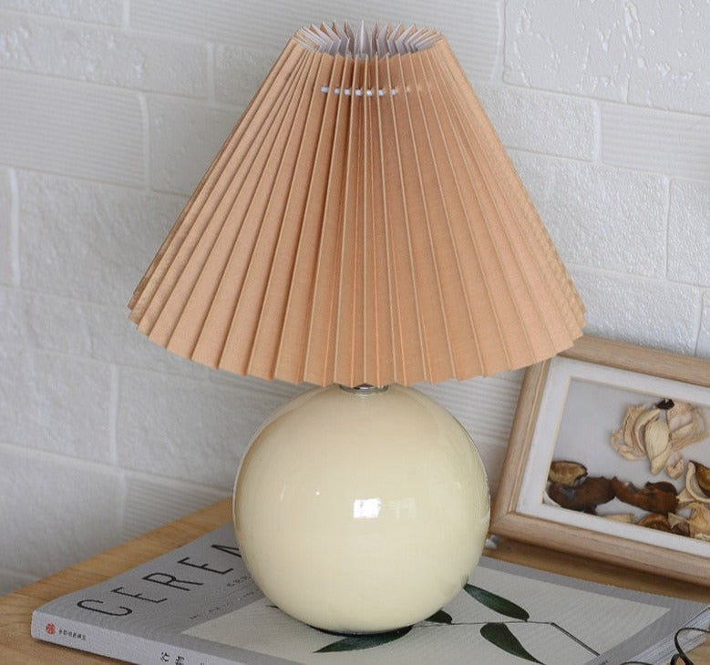 Ceramic Night Lamp with Textile Shade and Modern Design 24 x 27 x 12 cm Creme Brown NALANI
