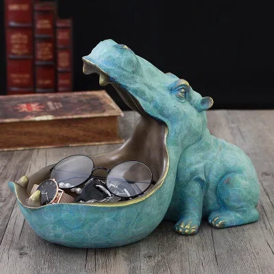Charming Hippo Figurine Decorative Accent for Cozy Home Decor Light blue NALANI