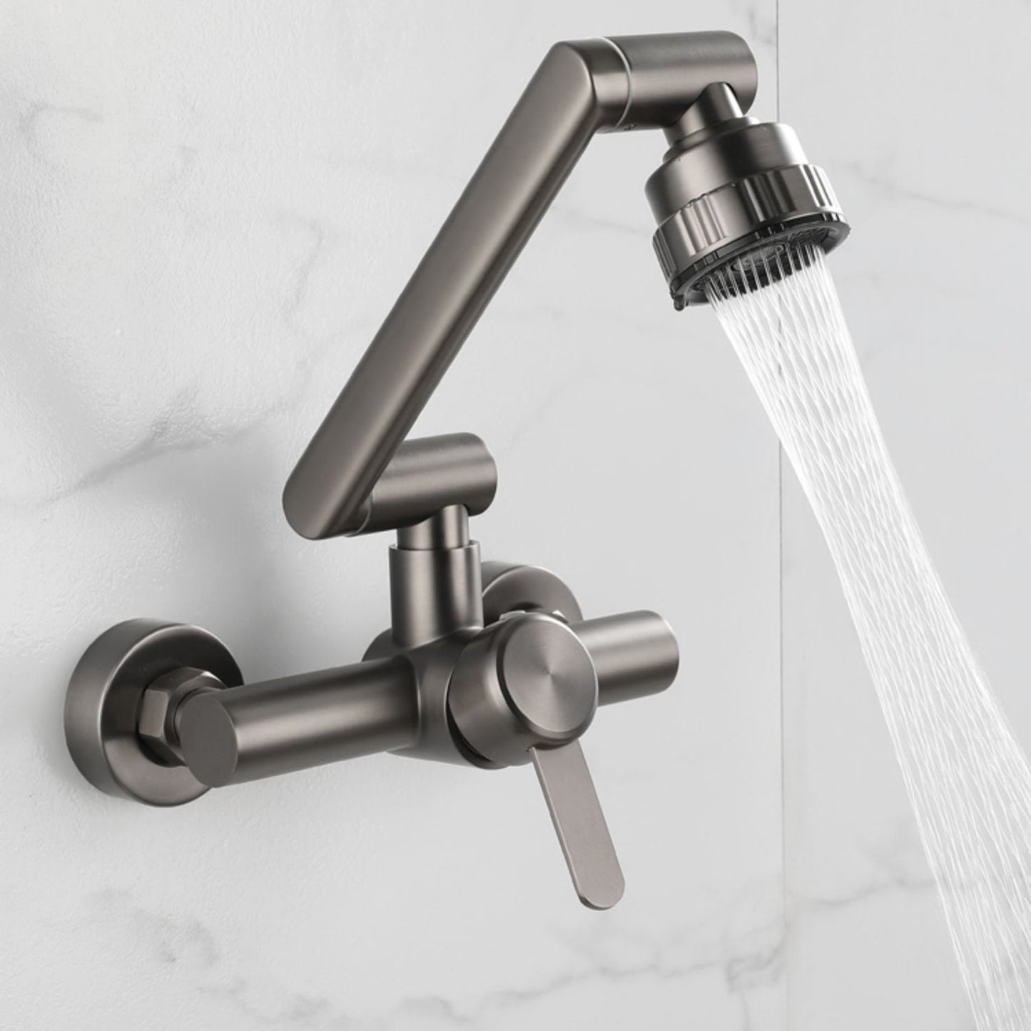 Chrome Wall Mounted Kitchen Faucet Single Handle Two Hole NALANI