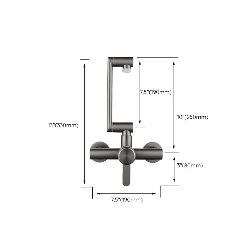 Chrome Wall Mounted Kitchen Faucet Single Handle Two Hole NALANI