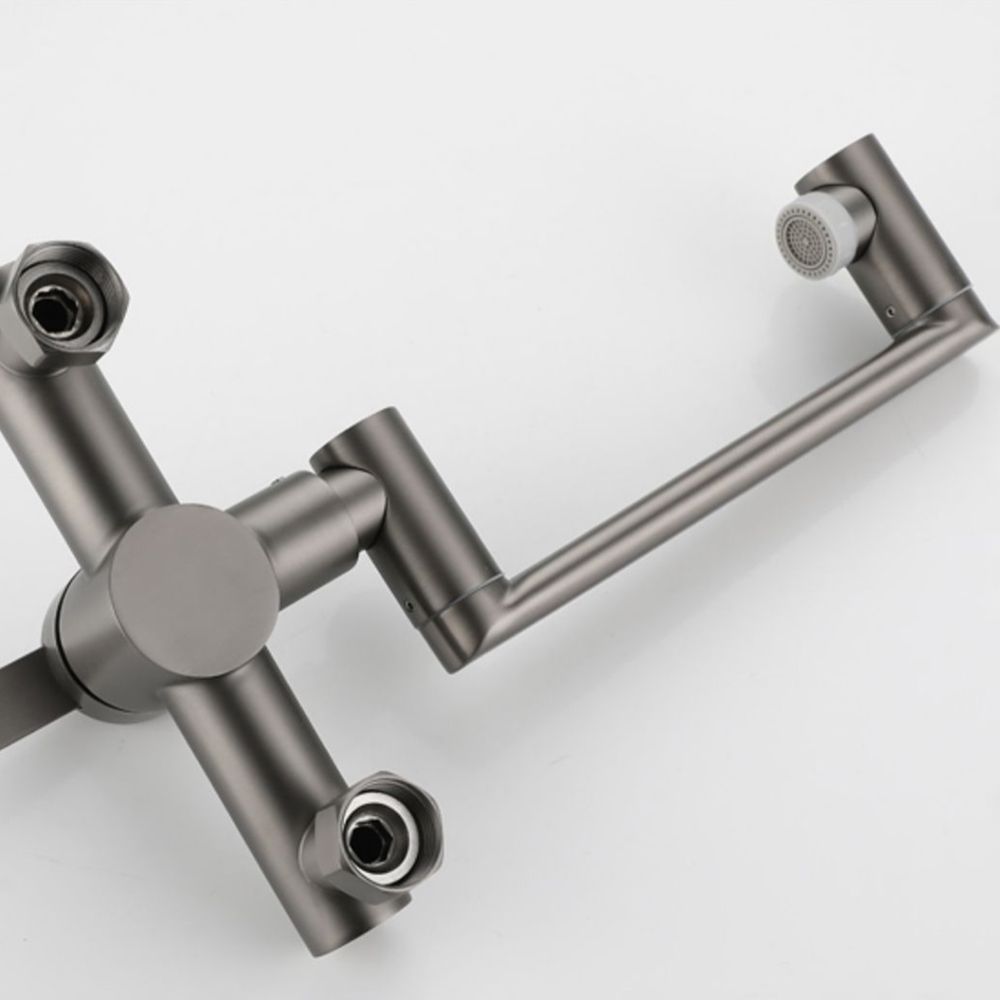 Chrome Wall Mounted Kitchen Faucet Single Handle Two Hole NALANI