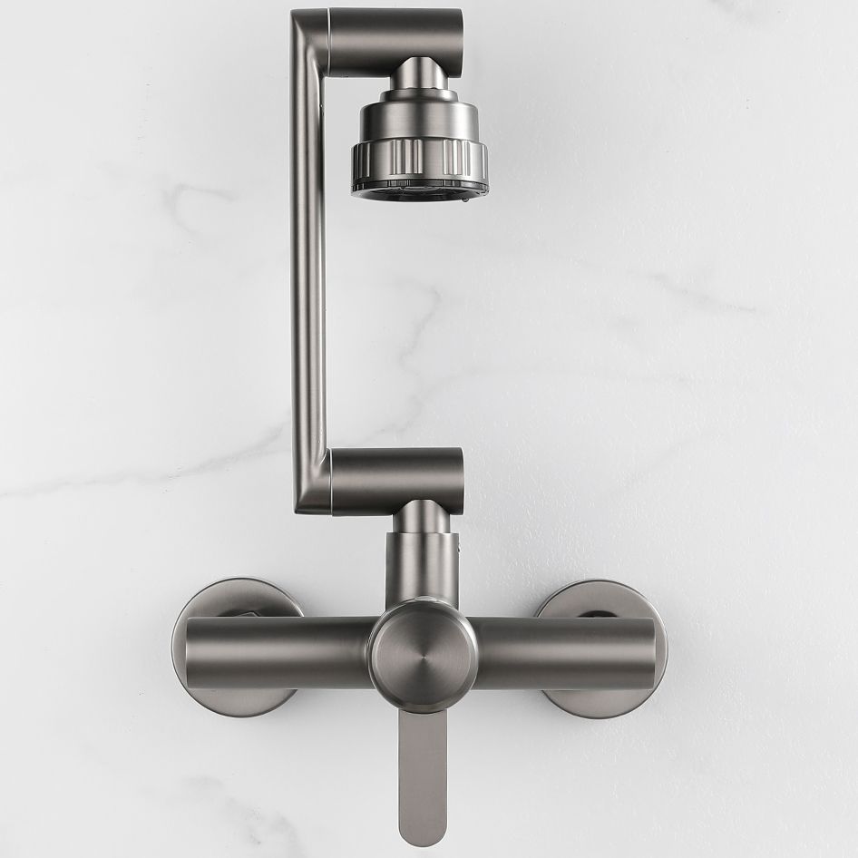 Chrome Wall Mounted Kitchen Faucet Single Handle Two Hole NALANI