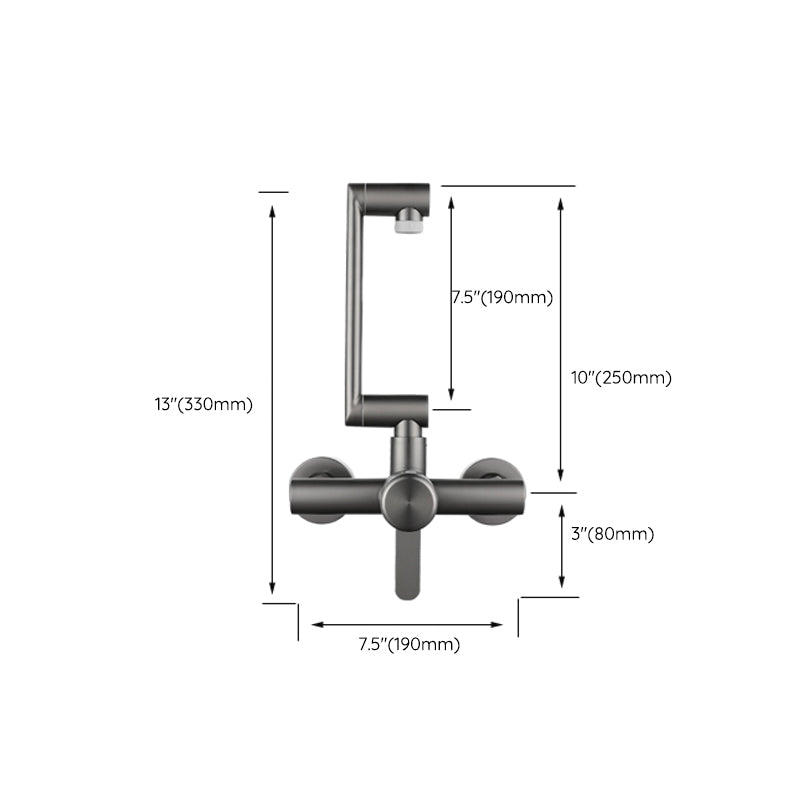 Chrome Wall Mounted Kitchen Faucet Single Handle Two Hole NALANI
