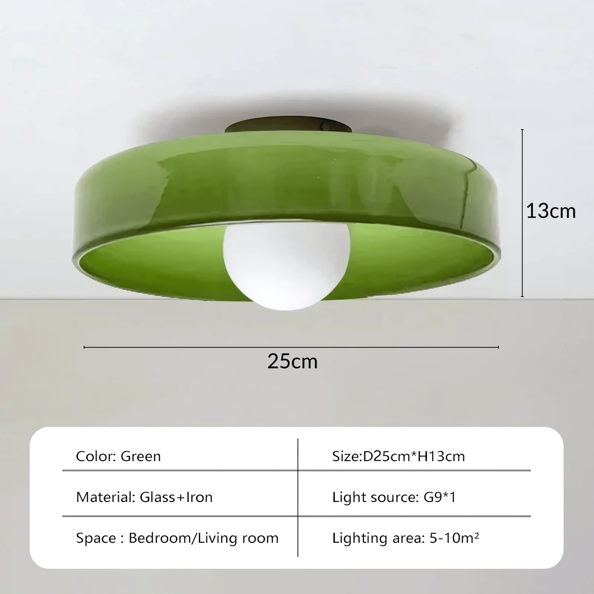 Circular Ceiling And Wall Light With Four Color Options Green 25cm NALANI