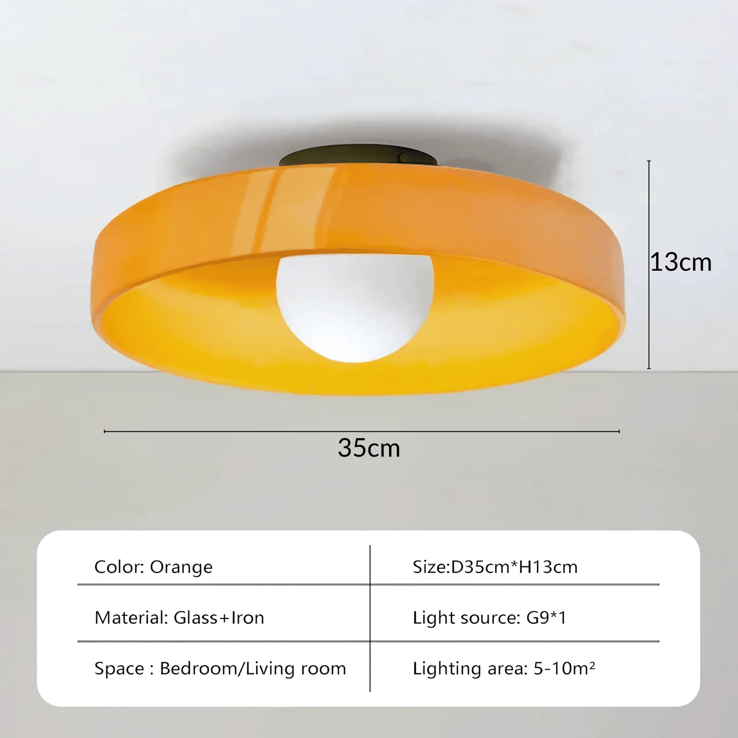 Circular Ceiling And Wall Light With Four Color Options Orange 35cm NALANI