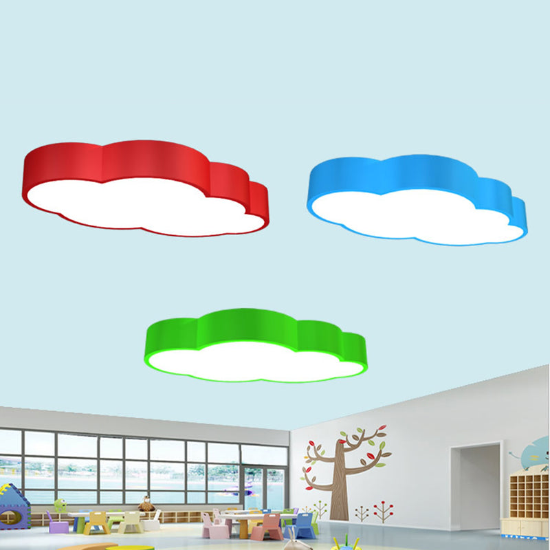 Cloud Shaped Nursery Ceiling Light Led Acrylic Kids Green NALANI