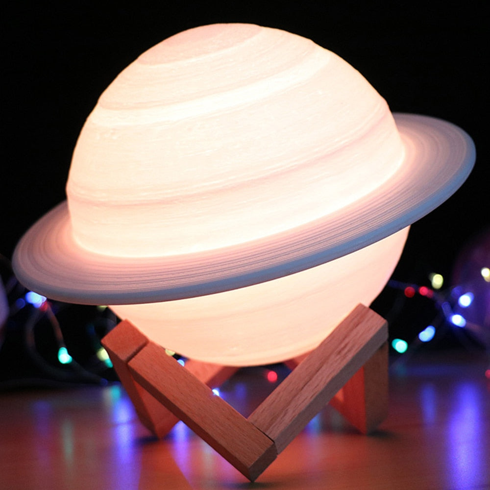 Colour Changing Saturn Lamp With Remote And Wooden Stand NALANI