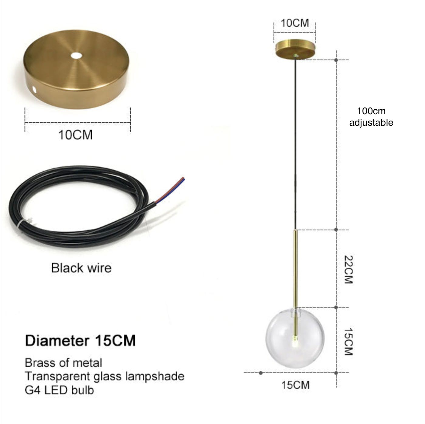 Contemporary Glass Globe Pendant Light In Three Sizes NALANI