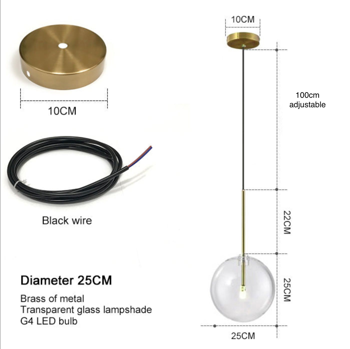 Contemporary Glass Globe Pendant Light In Three Sizes NALANI