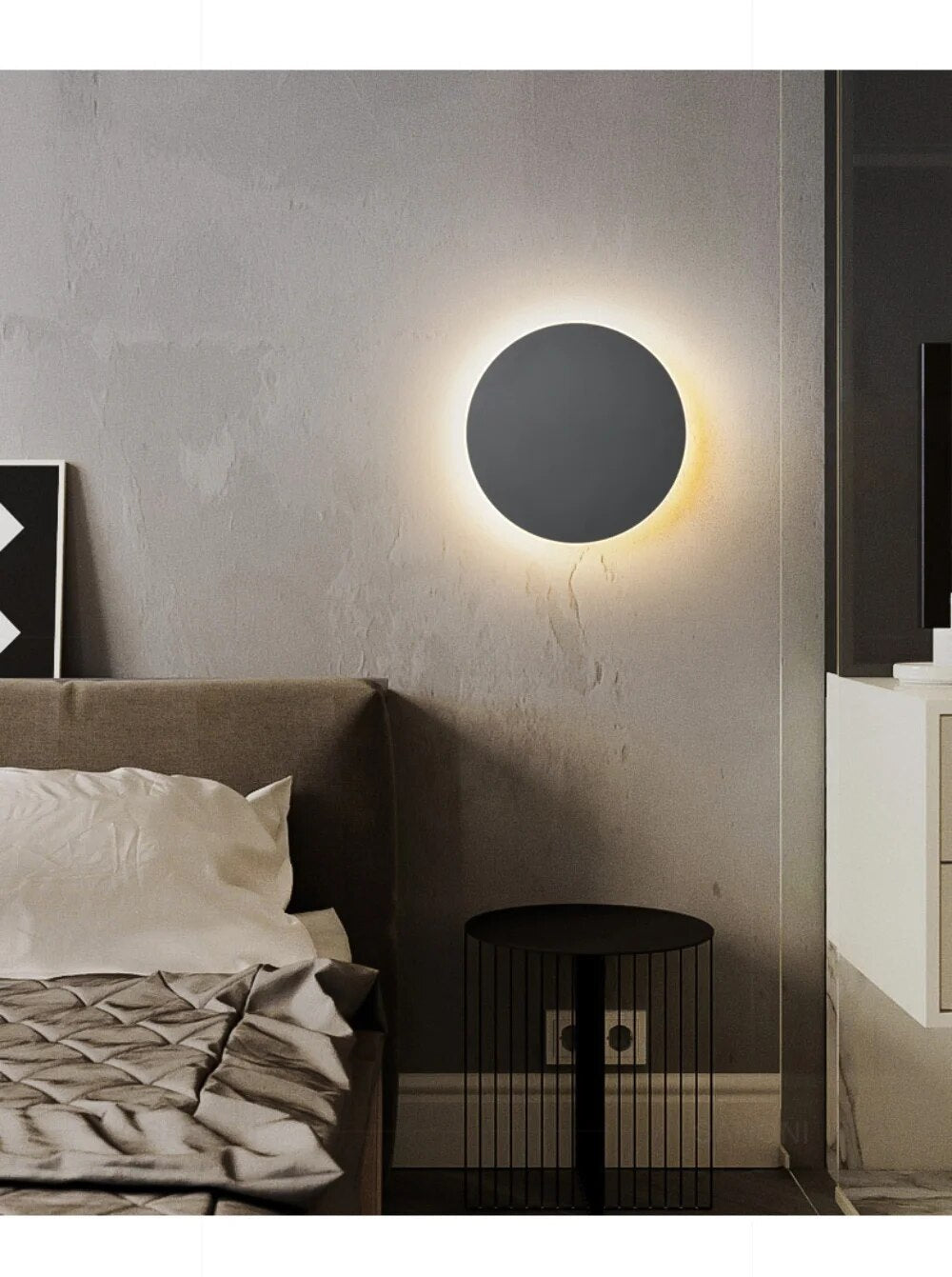 Contemporary Round LED Wall Light for Modern Home Decor 30cm Black NaLani