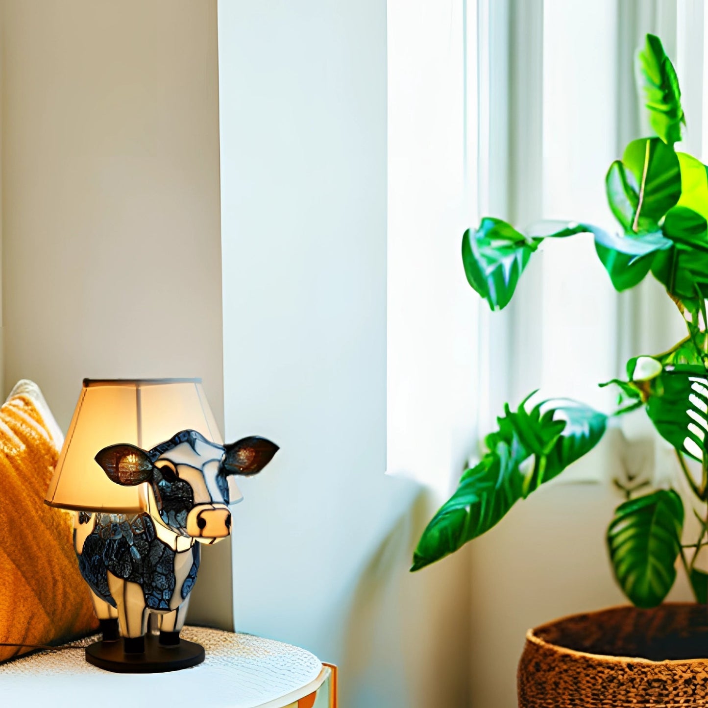 Cow Table Lamp Playful Animal Theme Lighting Usb Decor NALANI
