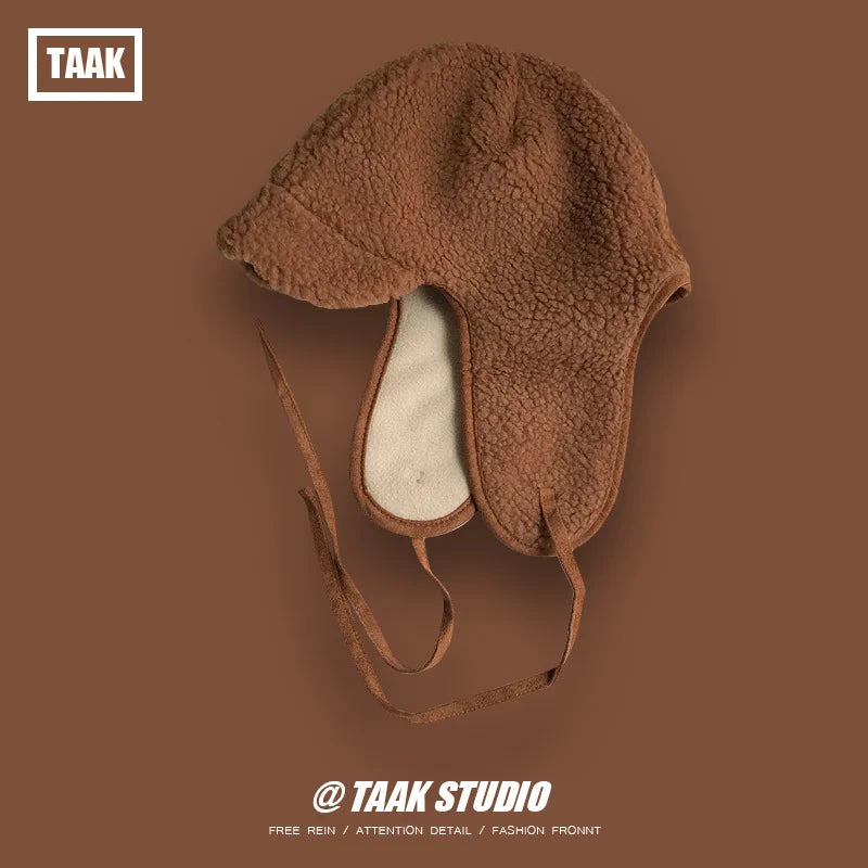 Cozy Lambswool Ear Protection Unisex Bomber Hat for Winter Brown 56-58cm NALANI