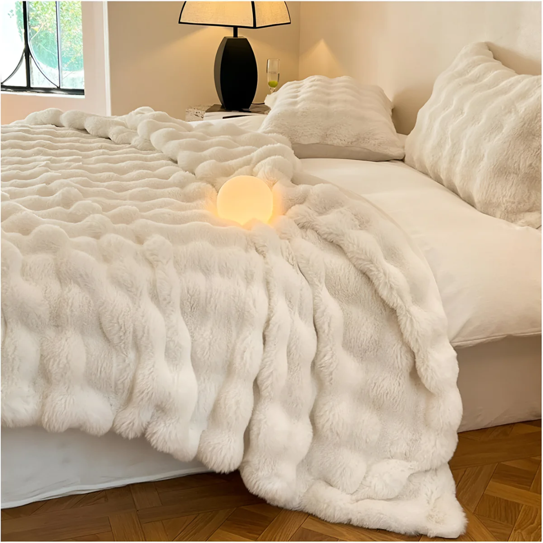 Cozy Luxe Fleece Blanket For Travel And Home Use Everywhere White NALANI