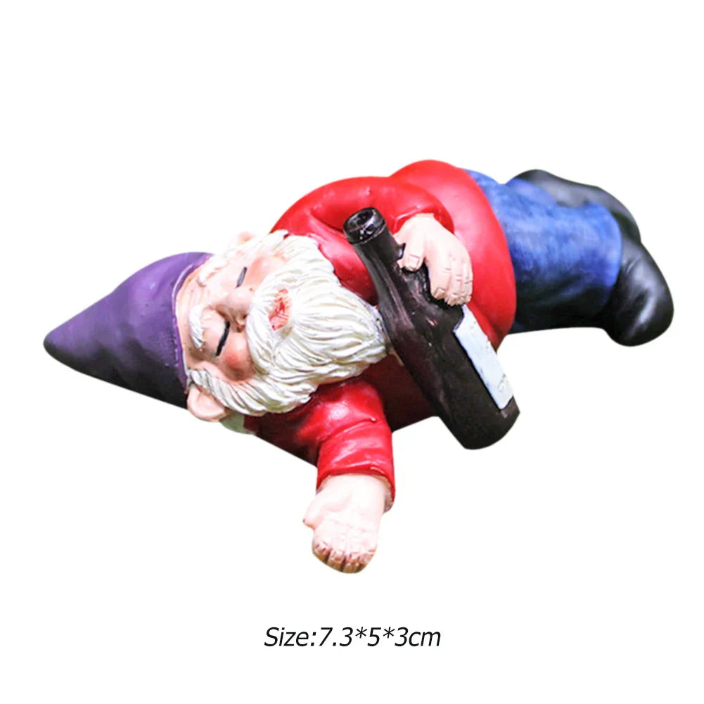 Creative Garden Gnome Statue with Middle Finger Resin Décor Purple SEREIN