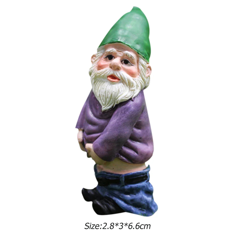 Creative Garden Gnome Statue with Middle Finger Resin Décor Green SEREIN
