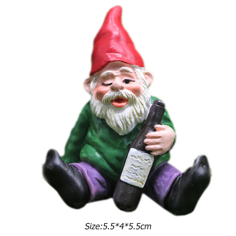 Creative Garden Gnome Statue with Middle Finger Resin Décor Blue SEREIN