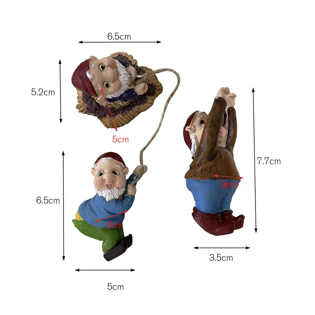 Creative Garden Gnome Statue with Middle Finger Resin Décor Set 3 Pieces SEREIN