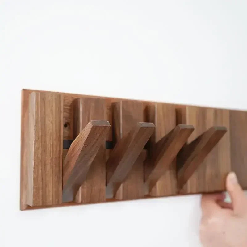 Creative Wall Hook Rack Solid Wood No Drilling Entry Organizer NaLani