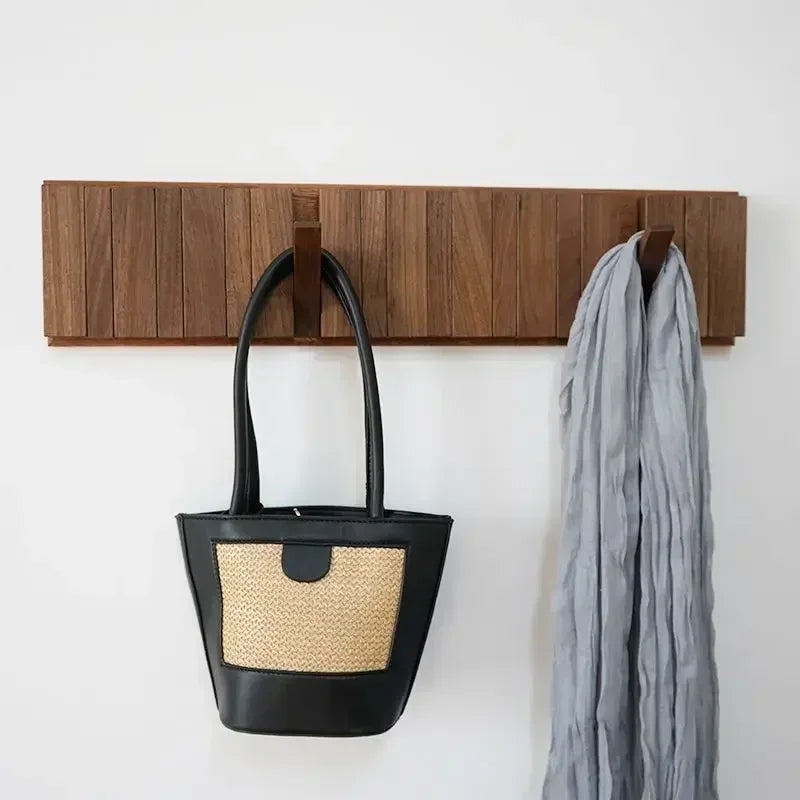 Creative Wall Hook Rack Solid Wood No Drilling Entry Organizer NaLani