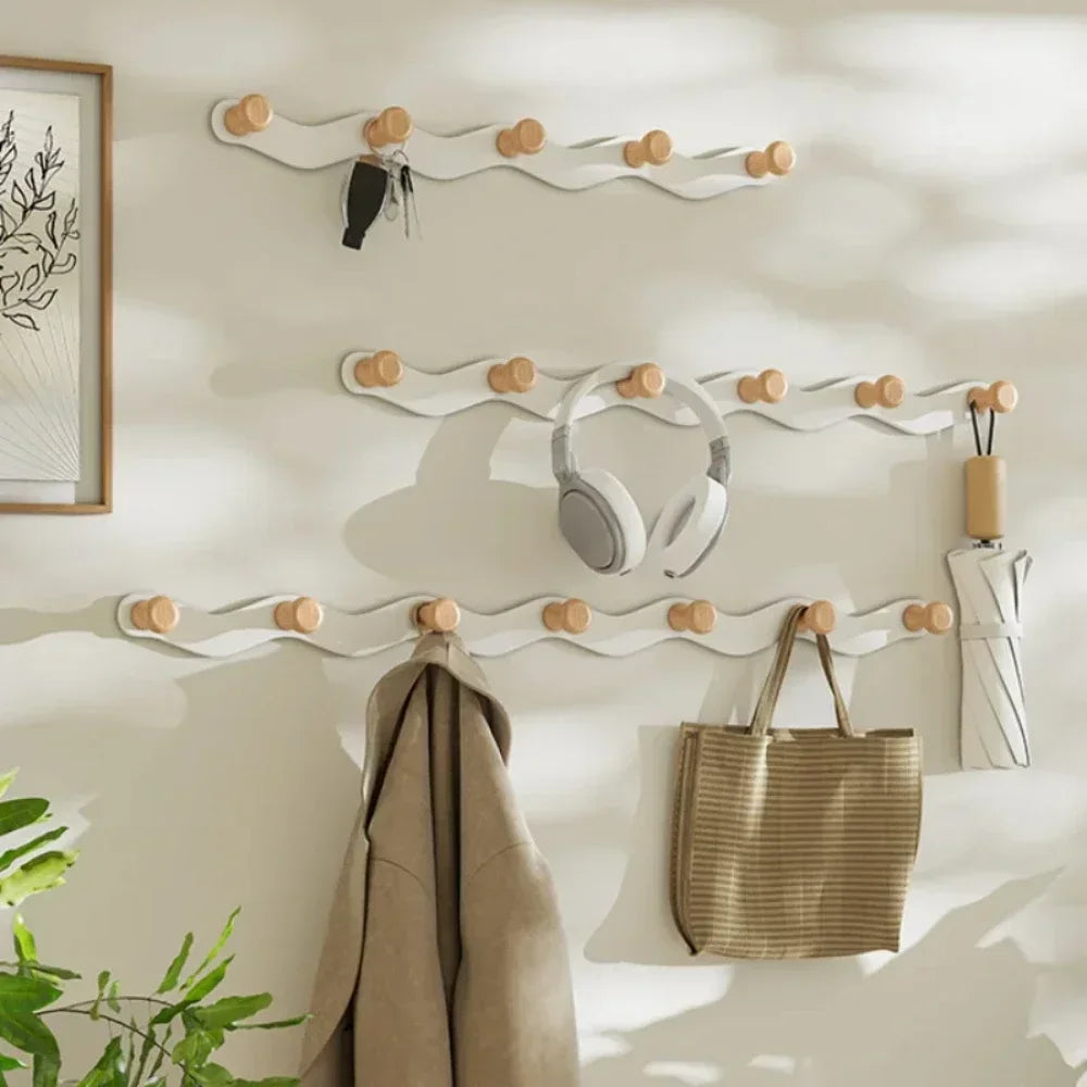 Creative Wave Shaped Wall Hook Rack No Drill Installation NaLani