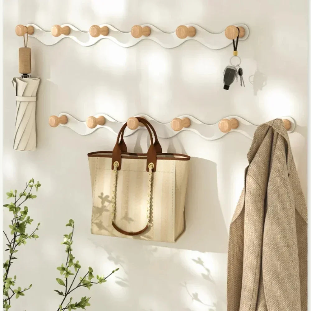 Creative Wave Shaped Wall Hook Rack No Drill Installation NaLani