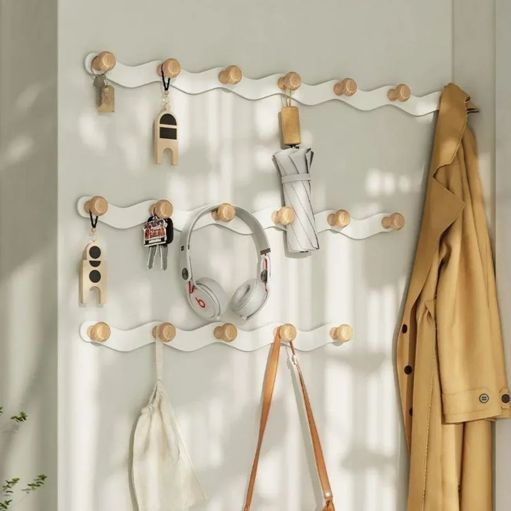 Creative Wave Shaped Wall Hook Rack No Drill Installation NaLani