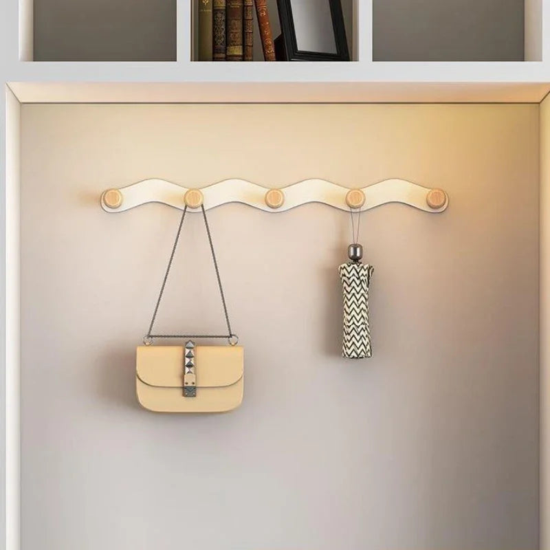 Creative Wave Shaped Wall Hook Rack No Drill Installation Round | 5 hooks NaLani