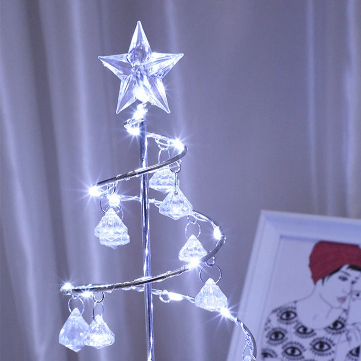 Crystal Christmas Tree Table Lamp Acrylic Night Light Silver NALANI