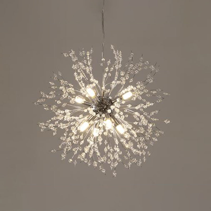 Crystal Orb Dandelion Ceiling Light Modern Chandelier 8 Gold Round NALANI
