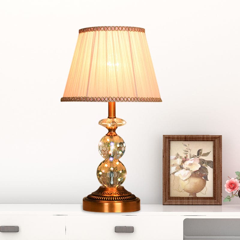 Crystal Table Lamp with Conical Shape and Cut Crystal Balls NALANI