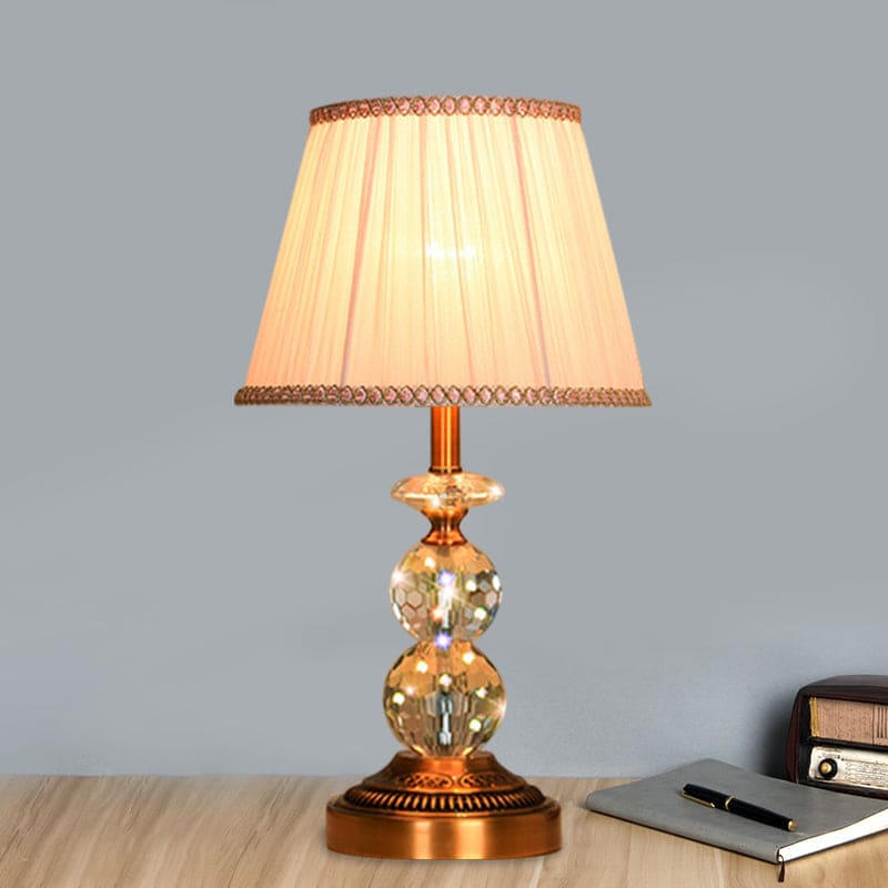 Crystal Table Lamp with Conical Shape and Cut Crystal Balls NALANI