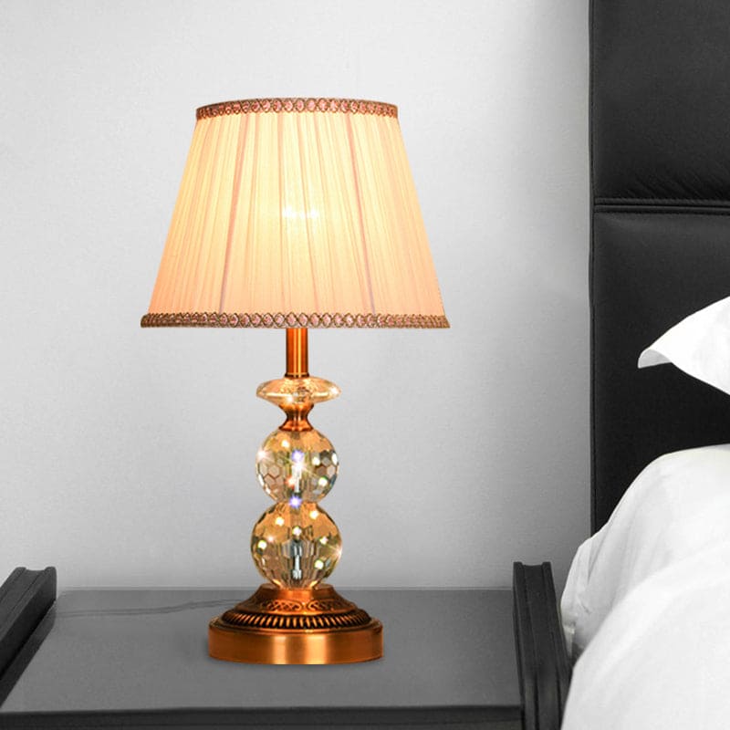 Crystal Table Lamp with Conical Shape and Cut Crystal Balls D NALANI